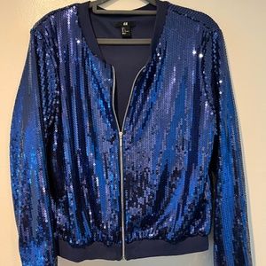 Blue H&M Sequin Bomber